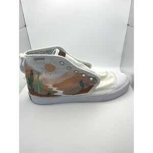 BANGS Shoes White Desert Embroidered High Top Sneakers Mens 6.5 Womens 8